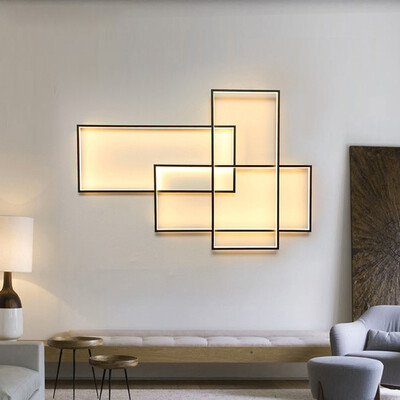 

Baycheer HL483477 High Bright Warm Light 1850" Wide Frame Led Indirect Wall Sconce Black Finish