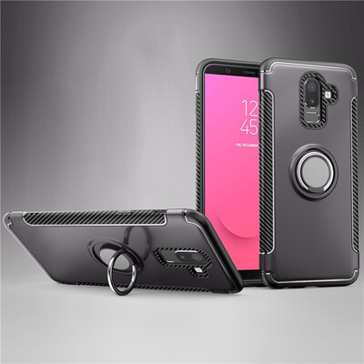 

Fecoprior Back Cover For Samsung Galaxy J8 2018 Case Car Holder Stand Hard PC Silicon Ring Suction Bracket Celulars