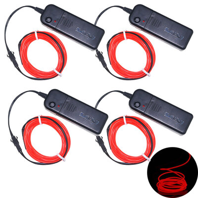 

YouOkLight 3W 5V 3M Flexible Red Green Blue Neon EL Wire Light Dance Party Decor Light Batteries not Included 4pcs