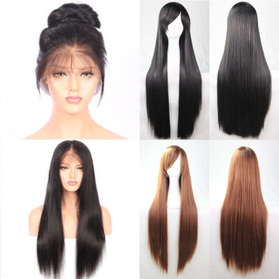 

Natural Synthetic Wig Straight Black 30 inches Long Hair Party Wigs For Women