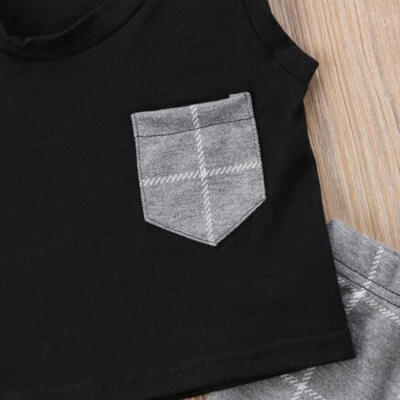 

Cotton Newborn Kids Baby Boy Sleeveless Tops T-Shirt Pants Outfits Clothes 0-24M