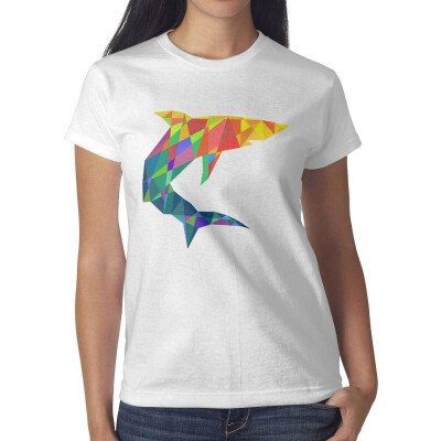 

Funny Black Geometric Shark Pretty Women White T-Shirt Cotton Fashion T-Shirts