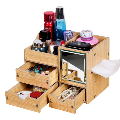 

TRNFA TN-M660 Wooden Rotary Cosmetic Storage Box Desktop Storage Shelf Skin Care Box Storage Cabinet Solid Box Multi-layer Dressing Case Display Shelf