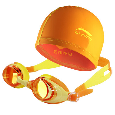 

Li Ning Li Ningqing young goggles swimming cap suit children swimming suit boys and girls swimming equipment 308 powder