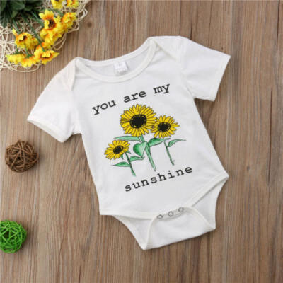 

Newborn Infant Baby Girl Kids Romper Jumpsuit Bodysuit Sunflower Clothes Outfits