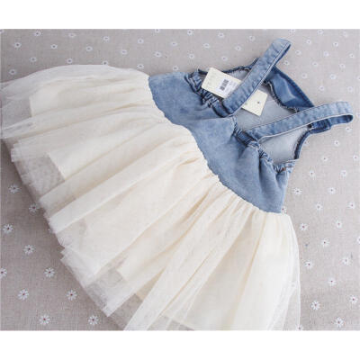 

Kids Baby Clothes toddler Infant girls dress Tulle denim Stiching Overall dress