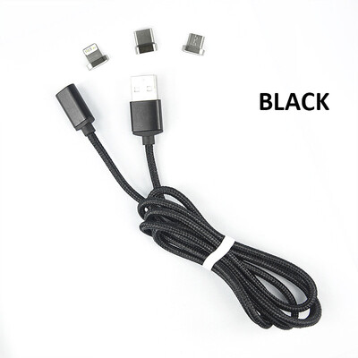 

Free Shipping 3in1 Magnetic Nylon Braided 1M 21A Cable Fast Charging Magnet Cables w Data Transfer micro USB 8Pins Type C