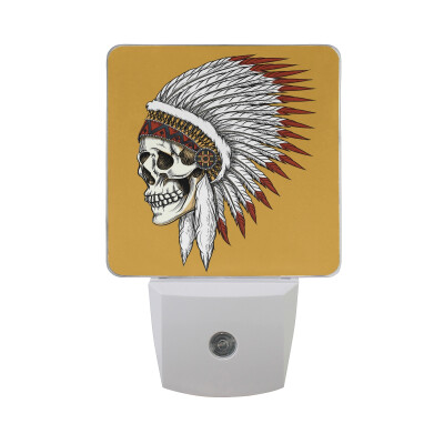 

ALAZA LED Night Light With Smart Dusk To Dawn SensorIndian Skull With Two Axes Plug In Night Light