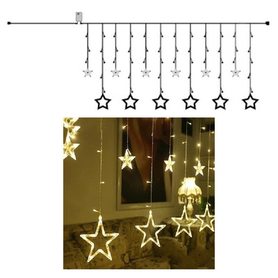

2019 New Party Decoration 108 Bulbs LED 25M Indoor Outdoor Party Christmas Tree Garden Yard Fence Lamp Holiday Pentacle Curtain T