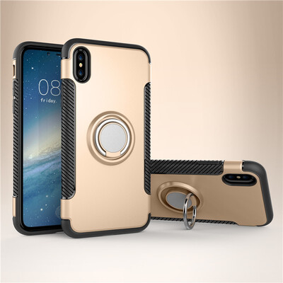 

Fecoprior Back Cover For iPhone  X iPhoneXS Case Car Holder Stand Hard PC Silicon Ring Suction Bracket Celulars