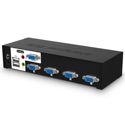 

(Shengwei) KS-1041UA Автоматический переключатель KVM USB-клавиатура Мышь 4-х портовая проводка со звуком 4 в универсальное коммутационное устройство VGA