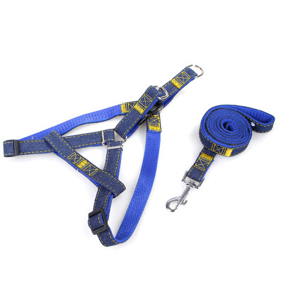 

Pet Dog 12m Leash & Adjustable Harness Set Heavy Duty Denim Pet Leash Belt Traction Rope for SmallMediumLarge Dogs for Daily Tr