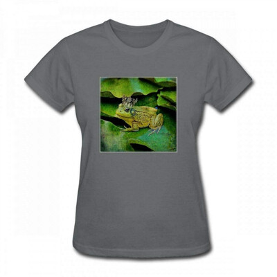 

Andrea Haase Animals Illustration Funny Green Frog with Golden Crown Illustration Women T-Shirt