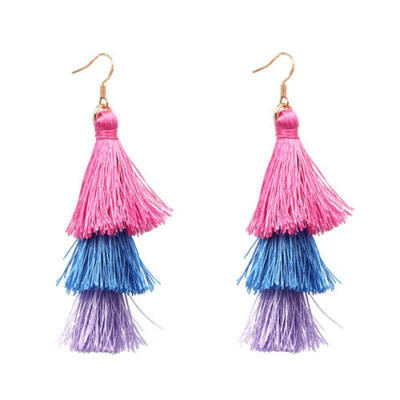 

Cute Three Color Tassel Hook Fringe Boho Dangle Drop Earrings Women Jewelry UK