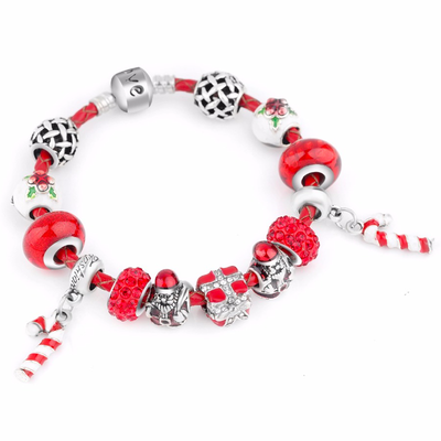 

Pandora Style 2018 Snowflake Charm Bracelet For Women DIY Crystal Beads fit Bracelets & Bangles Jewelry Christmas Gift