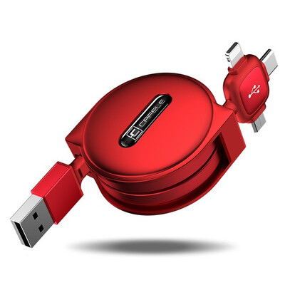

cafele 150cm 3in1 USB Charge Cable for iPhone & Micro USB & USB C Cable Retractable Portable Charging Cable Type C