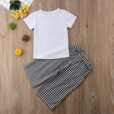 

Toddler Kid Baby Girl Floral T-shirt Tops Plaid Pants 2pcs Set Outfits Clothes