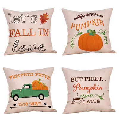 

UpperX 4Pack Happy Fall Yall Throw Pillow Case Bycicle Maple Leaves Deer Fox Rustic Farmhouse Cushion Cover 18x18inchtruck