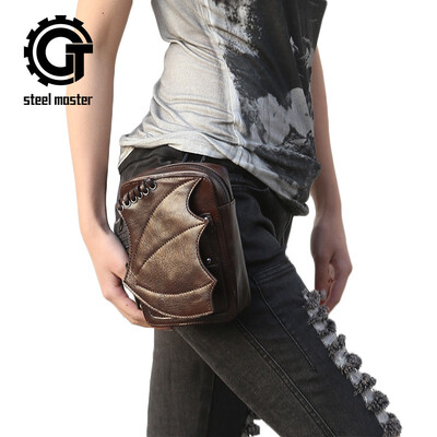 

steel master Punk female bag retro brown outdoor mobile phone change purse inclined shoulder bag