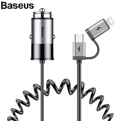 

Baseus USB Car Charger For iPhone Samsung Mobile Phone Charger with 2 in 1 Dual USB Ports Phone Car Charger