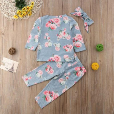 

Newborn Kid Baby Girl Outfit Clothes Romper Jumpsuit Bodysuit Pants Headband Set