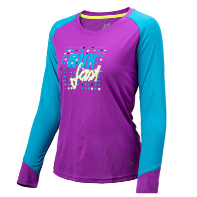 

Pro touch thin section outdoor sports T-shirt female long sleeve speed dry breathable running training round neck fitness clothing head 1605 blue purple S