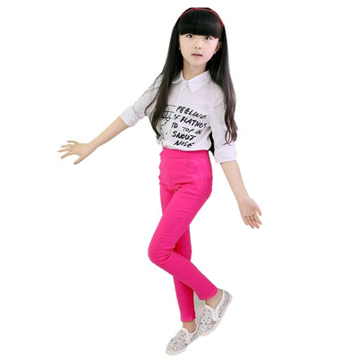 

2017Summer Elestic Waist Children Pants Girls Jeans Pants Candy Color Causal Jeans For Girls leggings Free Shipping