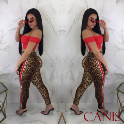 

US New Fashion Women Ladies Leopard Print Skinny Bodycon Trousers Casual Pants