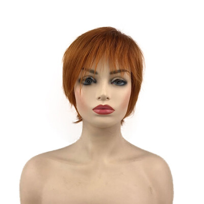 

StrongBeauty Short straight BlackBrownDark RedOrangeBlonde Two-color Ombre Wigs for Women