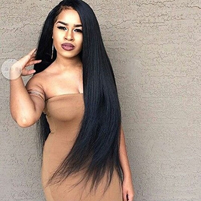 

Yaki Straight Full Lace Wig Human Hair Italian Yaki Brazilian Virgin Human Hair Lace Front Wig for Black Women Natural Color