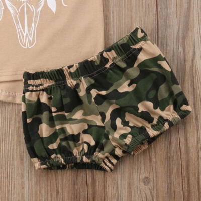 

Kids Baby Boy Girl 2pcs Military Set Cattle Vest Camouflage Shorts Pants