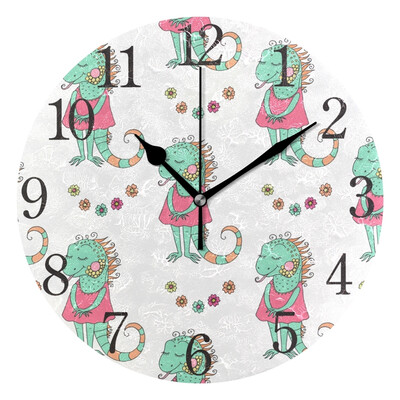 

Wall Clock Arabic Numerals Design Cute Iguana Round
