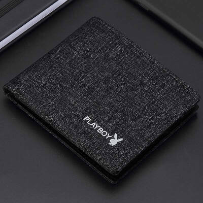 

Playboy playboy wallet mens short section youth mens wallet student canvas wallet tide Korean version of the youth ticket holder creative wallet thin PAA7523