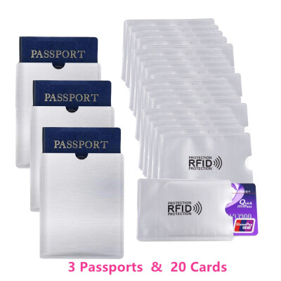 

203 Pcset RFID Blocking Sleeves Anti Theft RFID Card Protector RFID Blocking Sleeve Identity 20Credit Card 3 Passport Wallet Poc