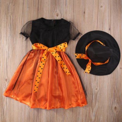 

Cute Child Kids Costume Girl Halloween Tutu Tulle Fancy Dress Outfit Witch Hat