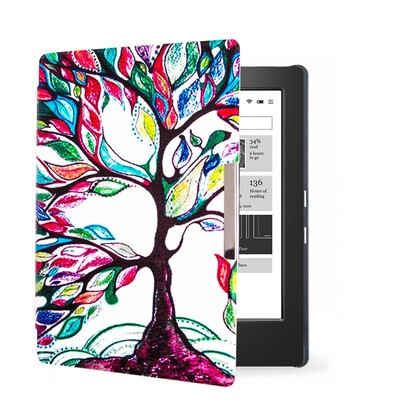 

Van Gogh Design leather cover case Lighted Slim Leather Cover for 2014 kobo aura h2o 68 ereader smart cover case