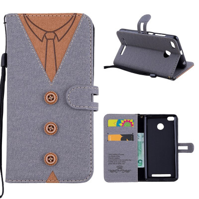 

MOONCASE Millet red rice 3S stitching embossed mens leather case - gray