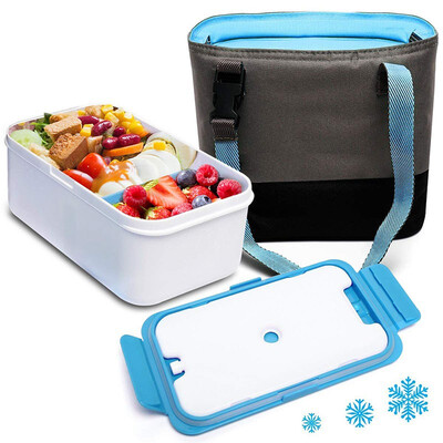 

1400ML Lunch Box Food Container Bento Microwavable Leakproof & Removable Ice Pad Layer Box Reusable Fresh Keep Outdoor Meal Bag