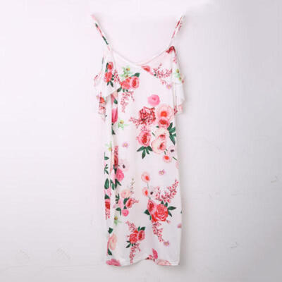 

Womens Holiday Strappy Sundress Summer Floral Beach Boho Midi Swing Silk Dress