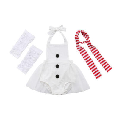 

Newborn Kid Baby Girl Snowman Tulle Dress RomperLeg Warmers 4PCS Outfit Clothes