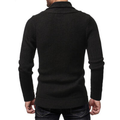 

USA Mens Winter Warm Cotton Round Neck Pullover Jumper Sweater Tops Turtleneck