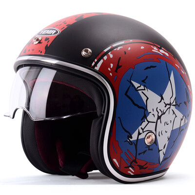 

Mustang YEMA 3C-629 Harley helmet male half-covered winter electric motorcycle helmet female retro locomotive half helmet four seasons fission five stars