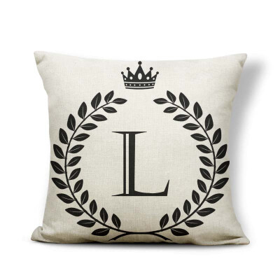 

Alphabet Letter A-Z Cushion Covers Family Initial King Queen Crown Pillow Case School Home Gifts Toss Pillow Large Cotton Linen