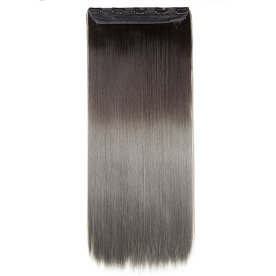 

Ombre Synthetic Fiber Clips in on Hair Extension 34 Full Head One Piece 5 Clips Long Silky Curly Wavy