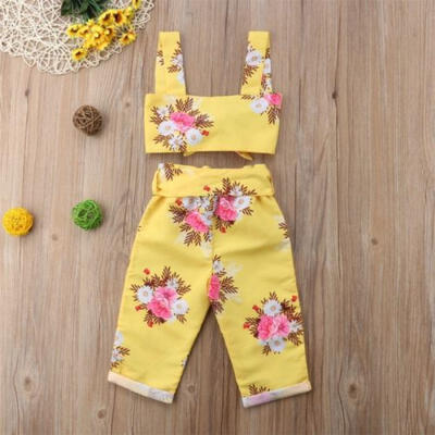 

Toddler Kids Baby Girl Cute Outfits Shoulder Vest Tank TopsShort Pants 2Pcs