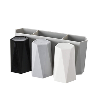 

Wall-mounted Geometry 3 Cup Toothbrush Holder Wash Set Toothbrush Holders WhiteGreyPink