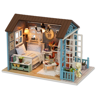 

DIY Miniature Dollhouse Kit Realistic Mini 3D Wooden House Room Craft with Furniture LED Lights Christmas Birthday Gift