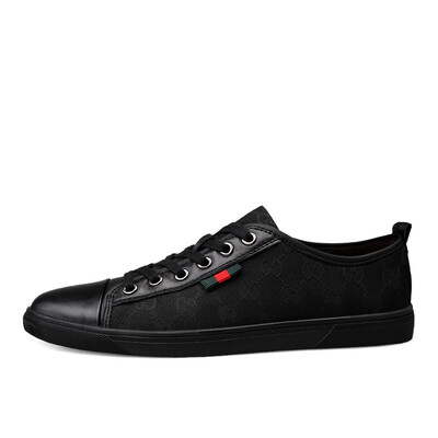 

Mens Genuine Leather Casual Shoes 2018 Fashion Plaid Polka Dot Flats Mens Sneakers Shoes Mens British Wind Dress Shoes