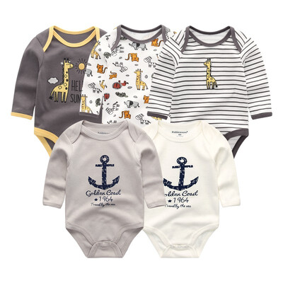 

5PCS Long Sleeve Baby Rompers Baby Boy Clothes Cotton Bodysuits Newborn One-Pieces Baby Girl Clothes Babywear Girls Clothing Sets