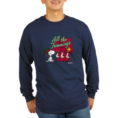 

CafePress Snoopy All The Trimmings - Unisex Cotton Long Sleeve T-Shirt